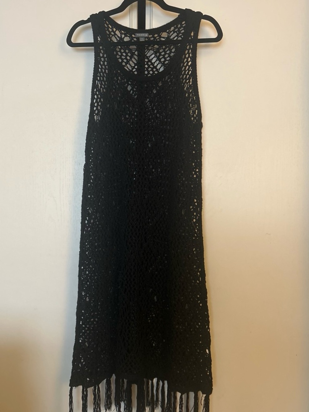 torrid Black Crochet Fringe Midi Dress